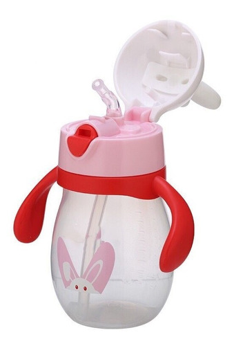 Vaso Entrenamiento Conejo C/boton Niños Niñas Bombilla 260ml