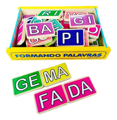 Brinquedo Formando Palavras - 50 Peças Em Madeira