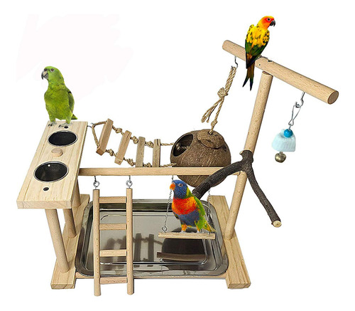 Parrots Parrots - Soporte Para Juegos De Pjaros De Madera Na