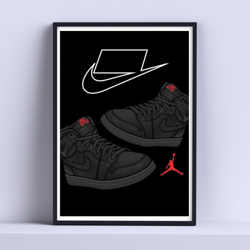 Cuadro Nike Jordan Black Vidrio 30x40cm Listo P Colgar