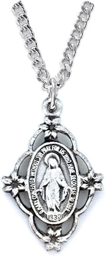 True Faith Jewelry Miraculous Medal With Floral Border, 7/8