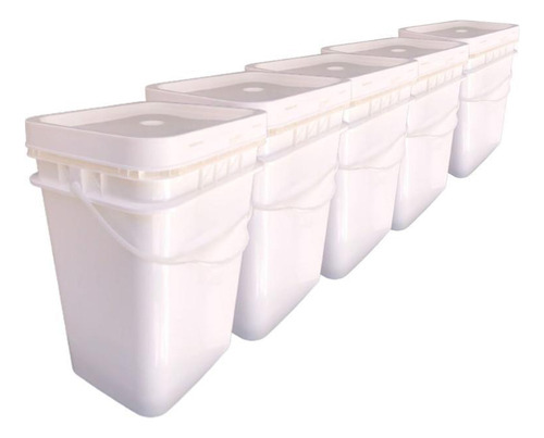 Pote para alimentos Nastripack Balde novo 20l retang c tampa 5 pçs 20L branco