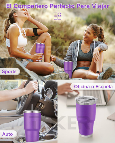 Vaso Térmico Termo De Acero Inoxidable Frío/calor Topon 30oz Color Violeta