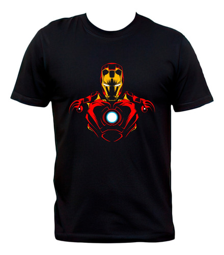 Remera Negra Iron Man Marvel Comics