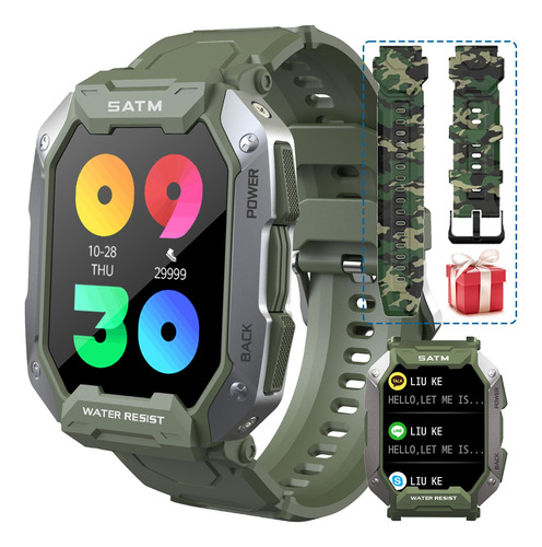 5atm Reloj Inteligente Hombre Silicona Militar Smartwatches
