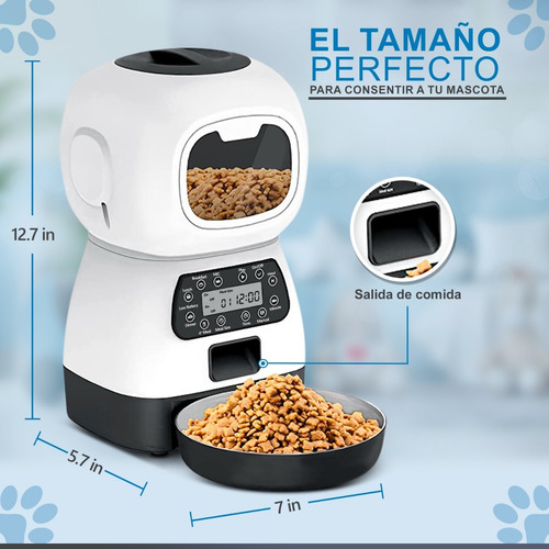 Imagen 2 de 5 de Dispensador Automatico Plato Alimento Perro Gato 3.5l
