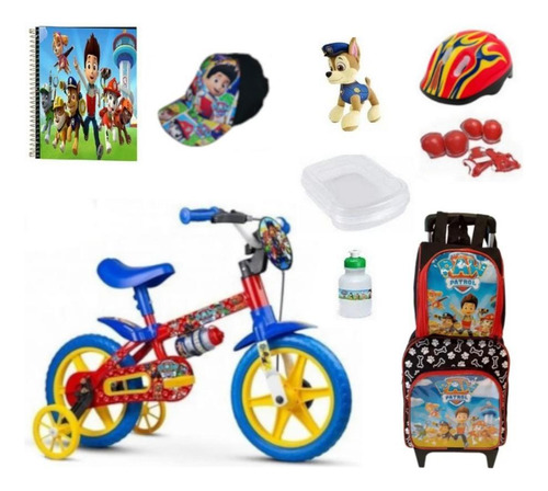 Bicicleta Infantil Personagem Patrulha Canina - 10 Itens