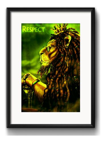 Cuadro Leon De Judá Reggae Jamaica Vintage Con Paspartu