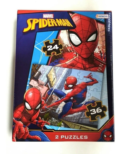 Imagen 1 de 4 de Rompecabezas 2 Puzzle 24/36 Pz Spiderman Hombre Araña Marvel