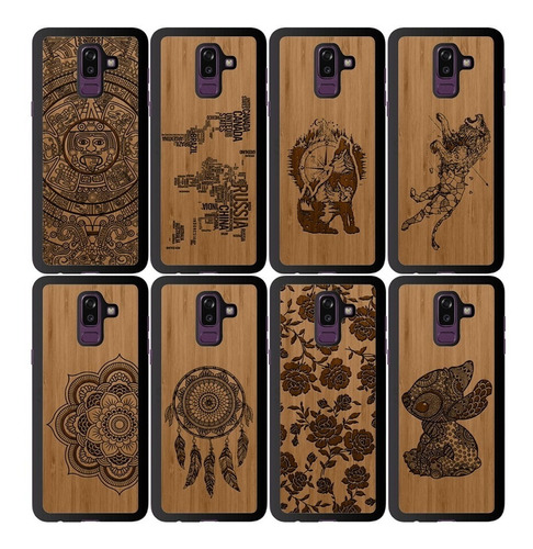 Funda Grabada Madera Bambu Galaxy J2 J4 J6 J7 J8 Plus Prime