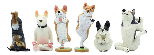 6x Figuras De Perro Estatuas Perrito En Miniatura Yoga