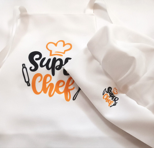 Delantal Y Gorro De Cocina Para Niño Personalizado Blanco Liso