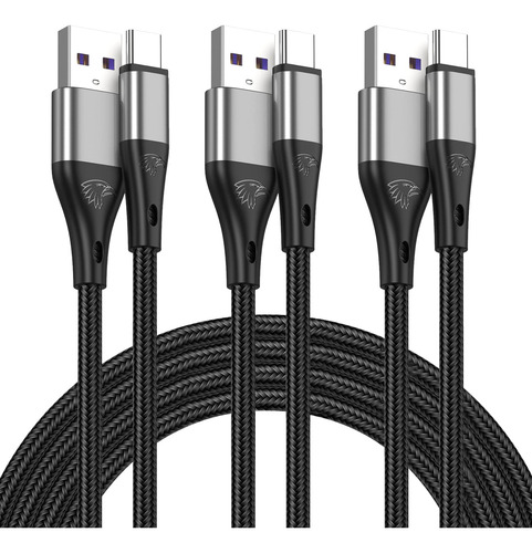 Cable Usb Tipo C 3 Carga Rapida Nailon Trenzado Alta Calidad