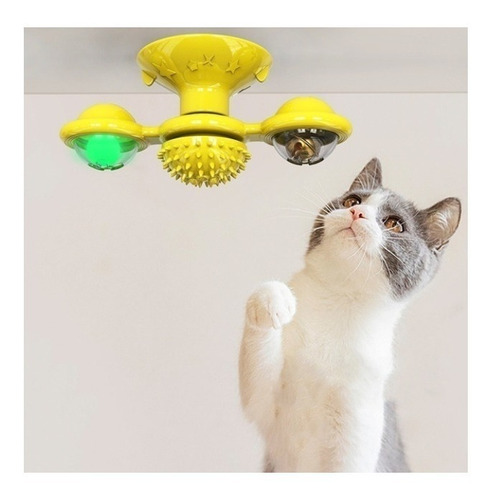 Juguete Antiestrés Cepillo Diente Pelo Gato Con Luz + Catnip