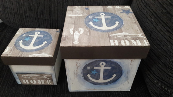 Cajas Pintada A Mano, Decoupage, Decapado, Vintage , $ 410