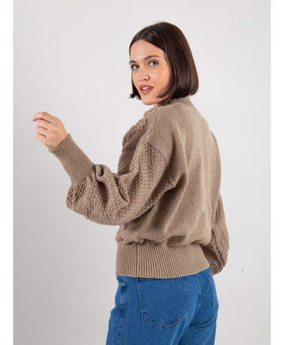 Sweater Mangas Globo Bordado De Flores Klein