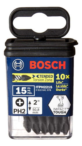 Puntas Para Atornillador Bosch, 2'', Phillips #2, X15 Uni