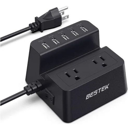 Multicontacto Bestek Mrj2004-bk Usb De 5 Puertos 8a De 40w