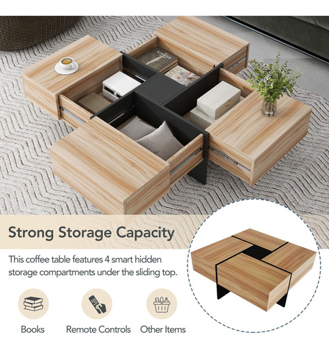 On-trend Mesa De Centro De Diseño Único Con 4 Compartimentos