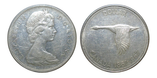 Canadá 1 Dólar Conm. 1967 Reina Isabel Plata Ley 0.800 (Usado)