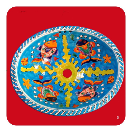 Imagen 1 de 3 de Lavabo Grande Color Cerámica Tipo Talavera 44x36x17 Cm M19