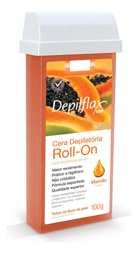 48 Ceras Refil Roll On Depilflax Mamão 100g