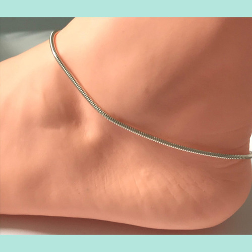 Imagen 6 de 10 de Pulsera De Tobillo Pie Mujer De Acero Panza De Víbora Plata