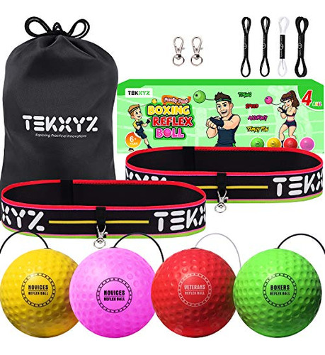 Pelota De Reflejos Para Boxeo Tekxyz, 2, 3, 4 Niveles Difer.