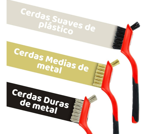 40 Set 3 Cepillos Limpieza Cerdas Alambre Herramientas