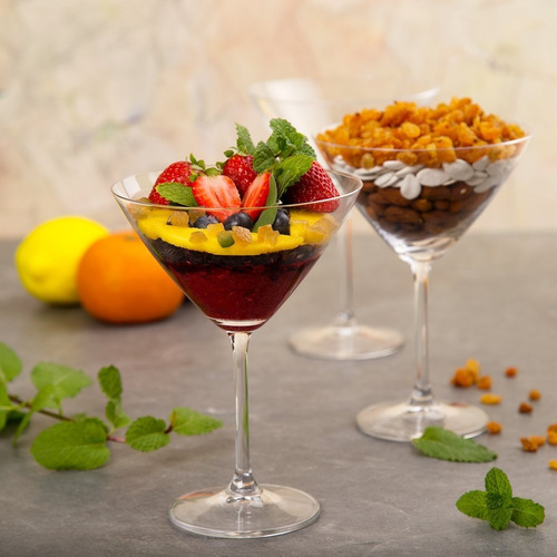 Jogo 4 Taças De Cristal Bohemia Titânio Para Martini 280ml