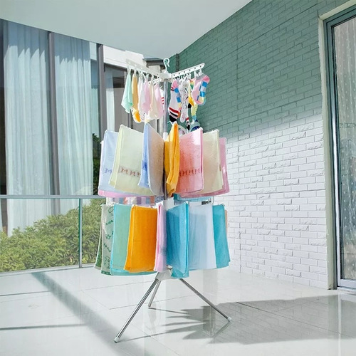 Tendedero De Ropa Plegable Rack 3 Niveles Útil Con 20 Perros
