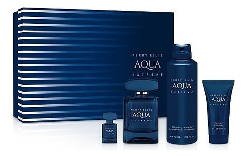 Set 4 Piezas Perry Ellis Aqua Extreme Género Hombre