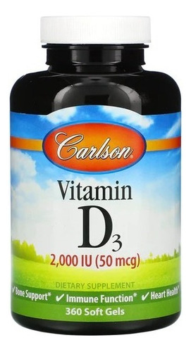 Carlson Labs Vitamina D3 2000 Ui, 360 Softcaps Sabor N/a