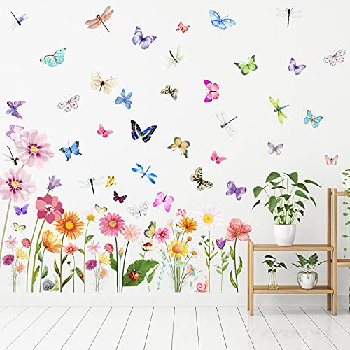 80 Piezas De Calcomanías De Pared De Mariposas De Flores, Cr