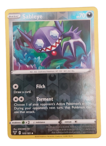 Sableye Reverse 105/185 Carta Pokemon