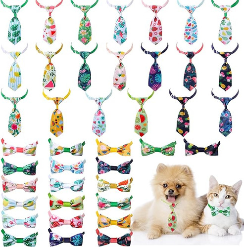 Juego 40 Corbatas Verano Para Mascotas Diseño Frutas Y Hawai