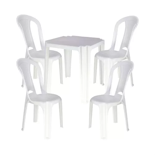 Conjunto de mesa com 4 cadeiras plásticas - Atlântida - Tambaú - Tramontina