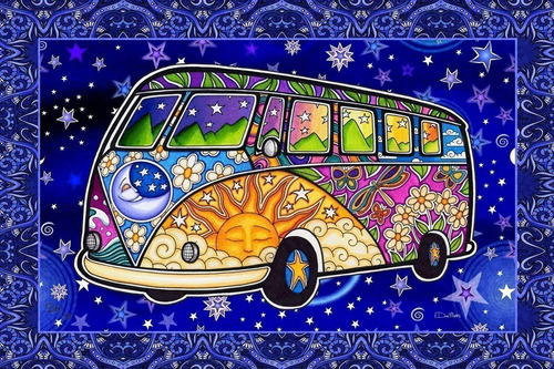 Hippie Bus Paz Viaje Carretera Tela Decorativa Dan Morris