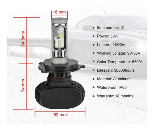 Focos Led H4 Kit S1 16000lm 45w