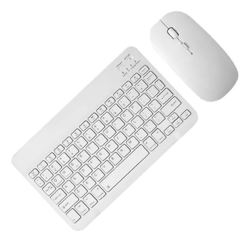 Kit Teclado Mouse Inalambrico Bluetooth Blanco Negro
