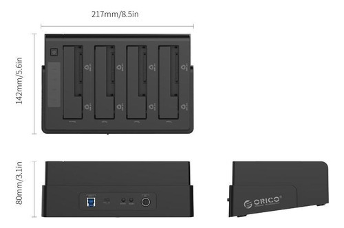 Dock Station Sata Com 4 Baias - Função Clone Orico - Preto