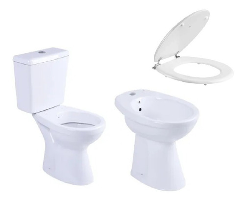 Combo Roca Capea Italiana Inodoro Largo Depósito Bidet Tapa