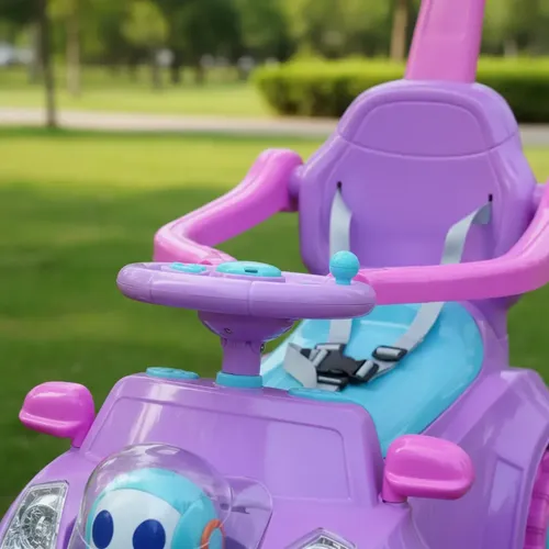 Coche Correpasillo 3 En 1 Para Niños 18-36 Meses | Con Volante Musical, Barra De Empuje Y Capota | Andador Y Deslizador Infantil (Blanco)