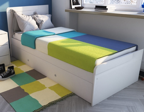 Imagen 1 de 5 de Cama 1 Plaza 80 Cm Melamina Simple Con Carro Cama 1701c +