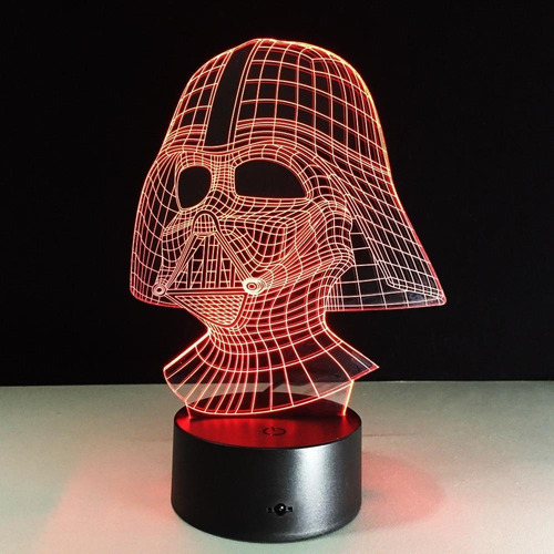 Imagen 3 de 9 de Lámpara 3d Star Wars Darth Vader Mascara + Control Remoto