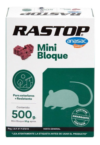 Raticida En Mini Bloques Rastop 500 Gr Afj