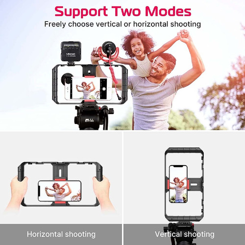 Estabilizador Celular Con 3 Soportes Para Foco Led Y Mics.