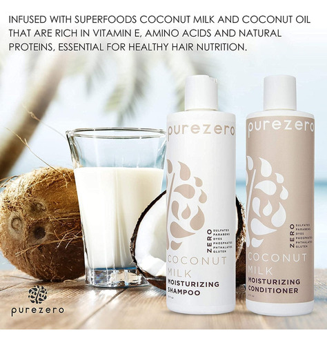 Purezero Set ChampĂș Y Acondicionador Leche De Coco 20 Oz
