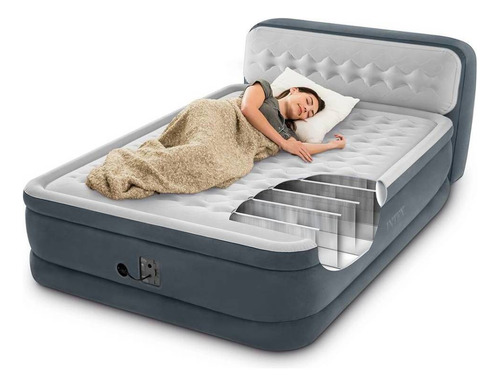 Colchón inflable Intex 64447EP Queen color gris hasta 272kg de 152.3cm x 236.2cm x 46cm