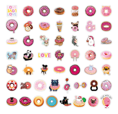 Pegatinas De Dibujos Animados De Donuts Kawaii Para Niños P